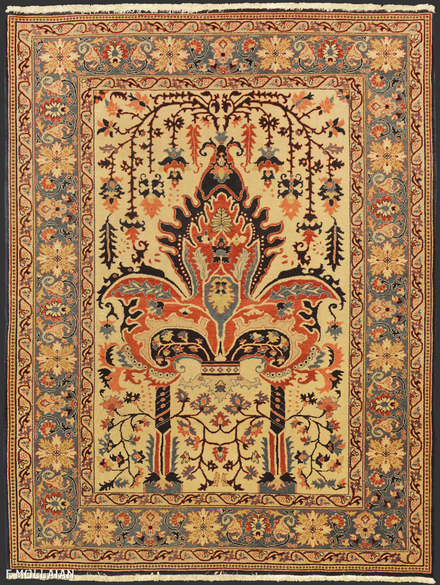 Tapis Persan Semi-Antique Kashan Dabir n°:21966182